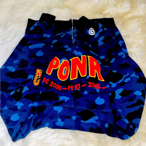 Large/Blue Bape Color Camo 2nd Shark Full Zip Hoodie - Picture 5 of 6